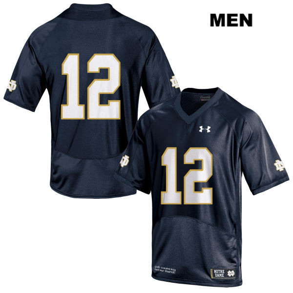 Men's NCAA Notre Dame Fighting Irish #12 DJ Brown Stitched College Under Armour Authentic Navy No Name Football Jersey YP10J58YD